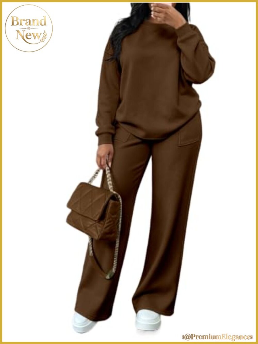 Women's 2 Piece Lounge Set Long Sleeve Sweatsuit Drop Shoulder Pockets